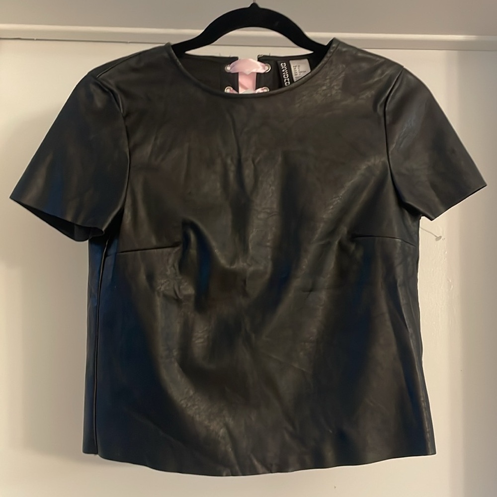 Leather Lace Up T Shirt